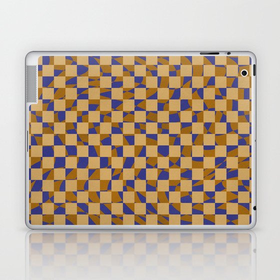 Abstract checked in golden blue Laptop & iPad Skin