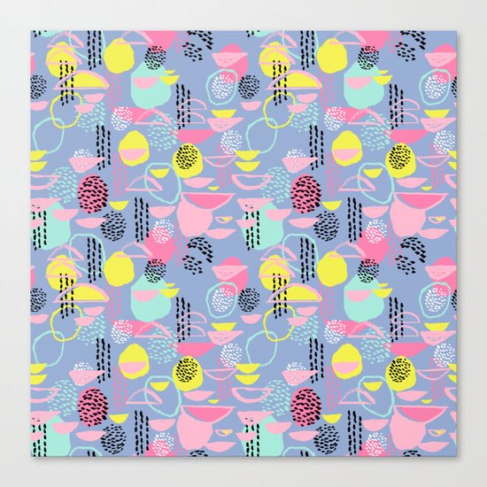 Abstract pattern nursery minimal pattern pink mint pastels and white abstract pattern design Canvas Print