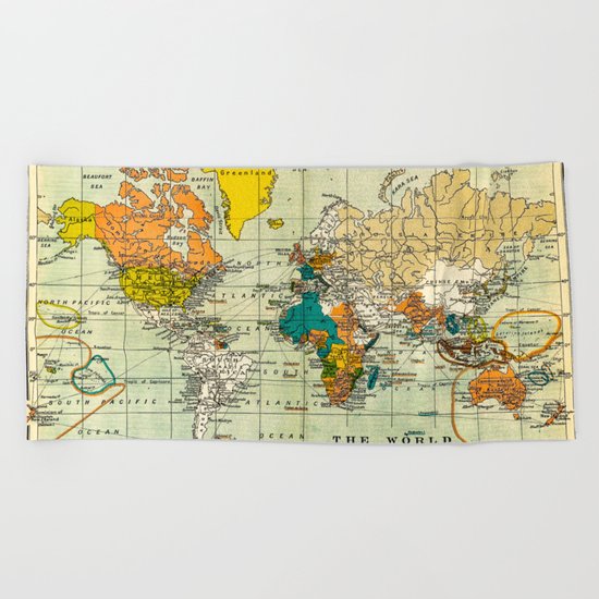 Map of the old world Beach Towel