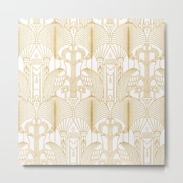 Gold and white Art Deco pattern Metal Print