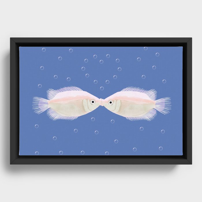 Kissing Fish Framed Canvas