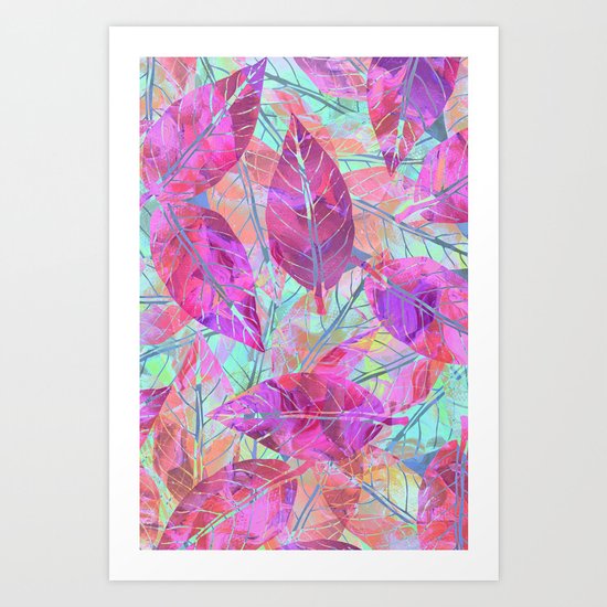 Pink Leaves Art Print