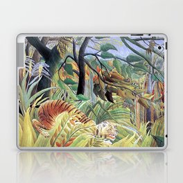 Tiger in a Tropical Storm (Surprised!) by Henri Rousseau 1891 // Jungle Rain Stormy Weather Scene Laptop Skin