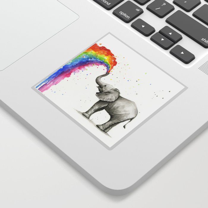 Baby Elephant Spraying Rainbow Sticker