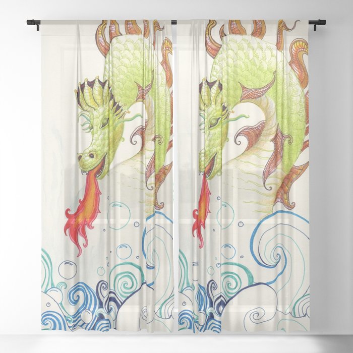 A happy dragon Sheer Curtain