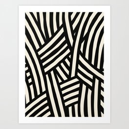 Black and white stripe abstract minimal Art Print