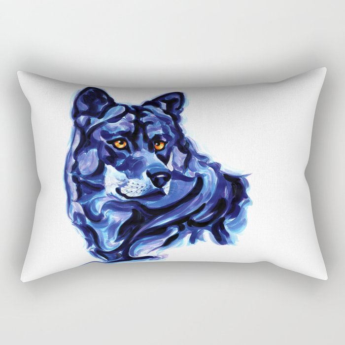 Blue Wolf Rectangular Pillow