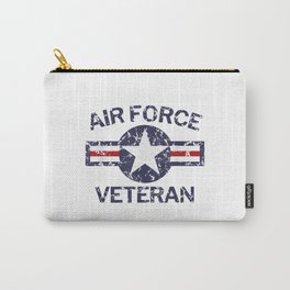 Air Force Veteran with Vintage Roundel Grunge Carry-All Pouch | Graphicdesign, Father, Vintage, Proudveteran, Veteransday, Airforce, Airforceveteran, Christmas, Memorialday, Navyveteran 