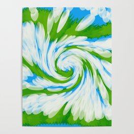 Groovy Green Blue Swirl Poster