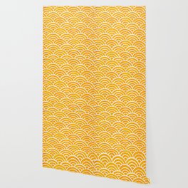 Japanese Seigaiha Wave – Marigold Palette Wallpaper
