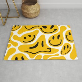 New Custom Made Melting Smiley Face Acid Yellow Emoji Floor Door Mat Rug Carpet 