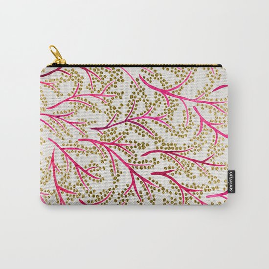 Pink & Gold Branches Carry-All Pouch