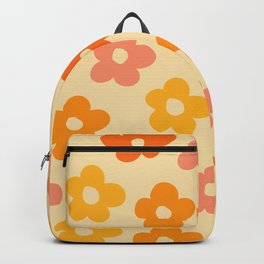 Retro 60s 70s Flowers Pattern Orange #pattern #vintage  Backpack