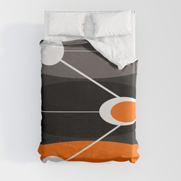 Orange, black, and gray Mid Century Modern Print Duvet Cover