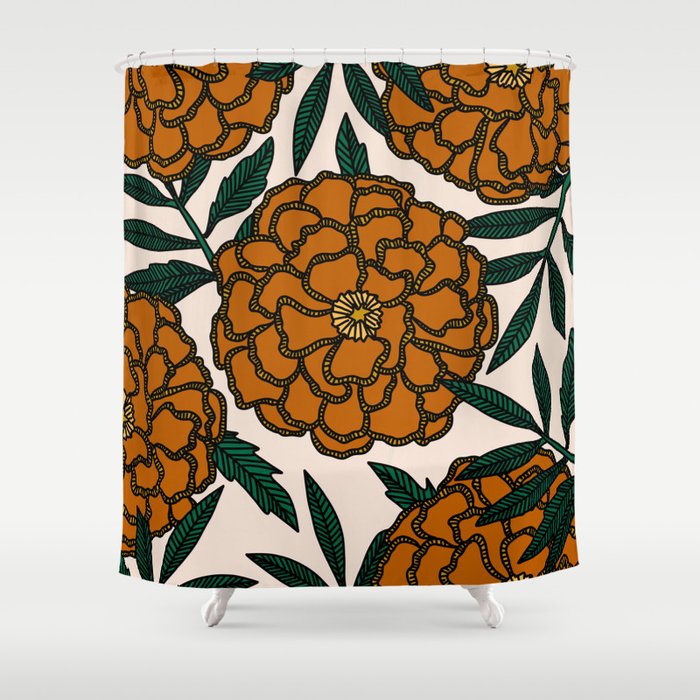 Orange Marigolds Shower Curtain