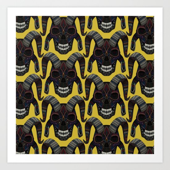 demon skull ochre Art Print