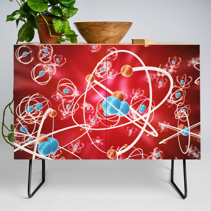 Abstract atom background, Chemistry model of molecule Credenza