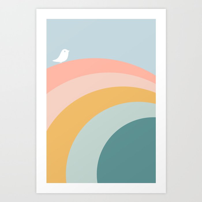 boho rainbow in soft & trendy colors, minimalism Art Print