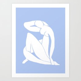 nude cut out / light blue Art Print