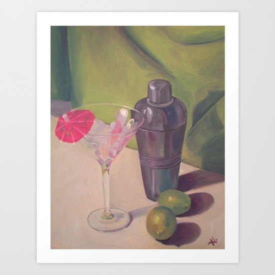 Martini, Shaker & Limes Art Print