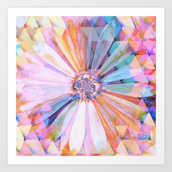 Daisy on Triangles Art Print