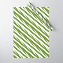 [ Thumbnail: Mint Cream and Green Colored Stripes Pattern Wrapping Paper ]