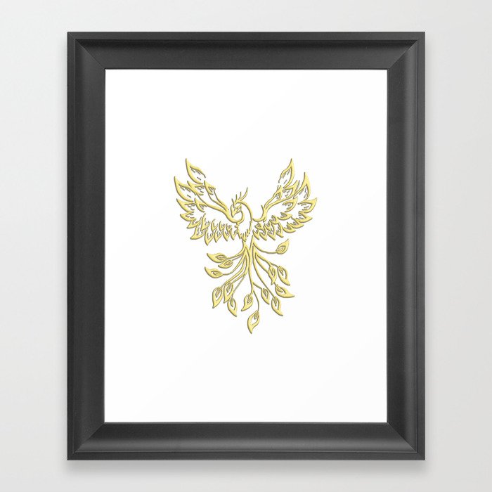 Golden Phoenix Rising Framed Art Print