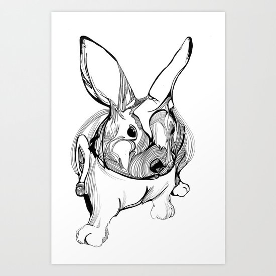 white rabbit Art Print