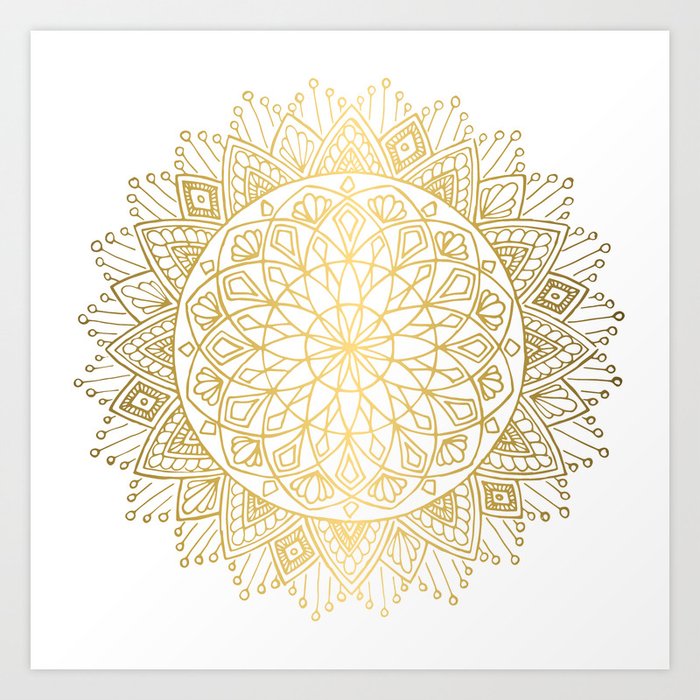 Hand Drawn Gold Mandala Art Print