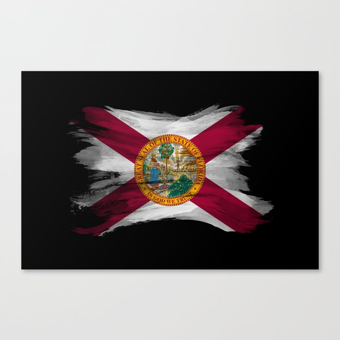 Florida state flag brush stroke, Florida flag background Canvas Print