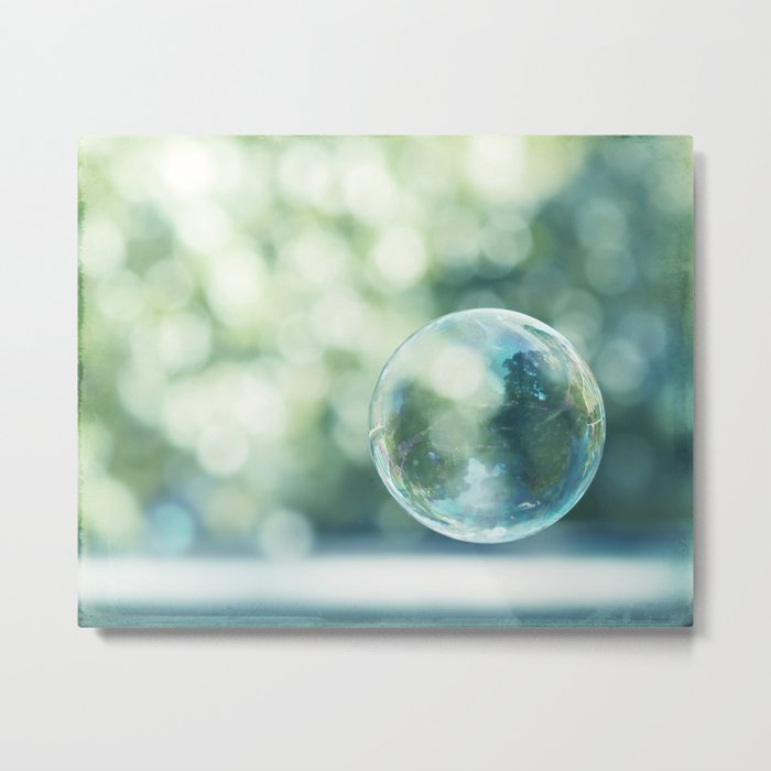 Bubble Photography, Bathroom Blue Green Art, Soap Bubbles Laundry Room Print, Bath Nursery Photo Metal Print