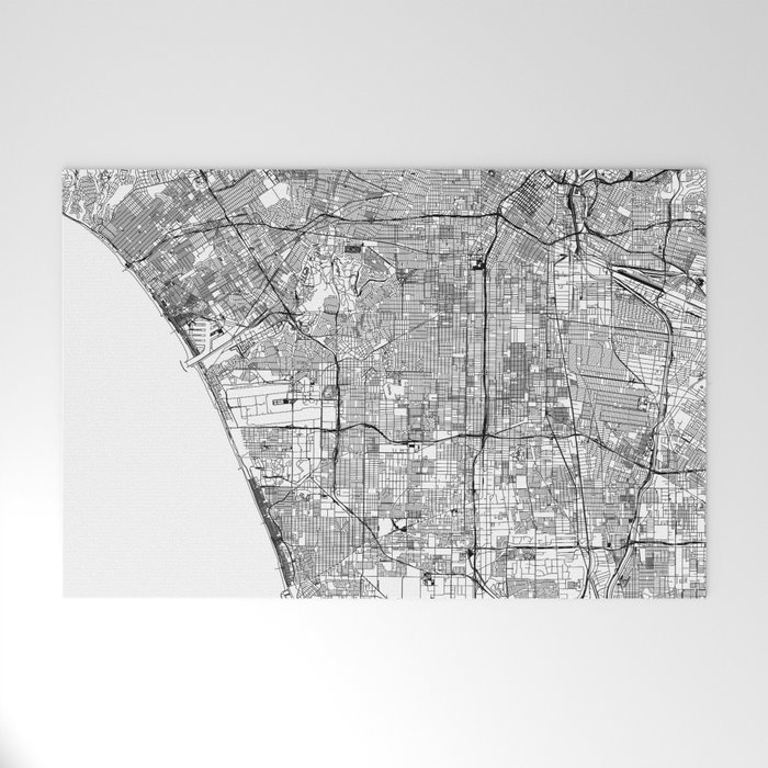Los Angeles White Map Welcome Mat