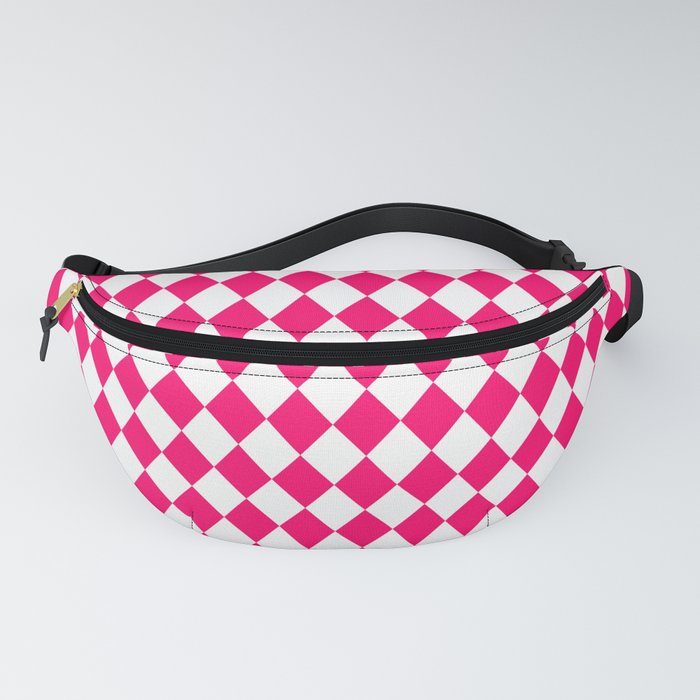 Hot Neon Pink and White Harlequin Diamond Check Fanny Pack