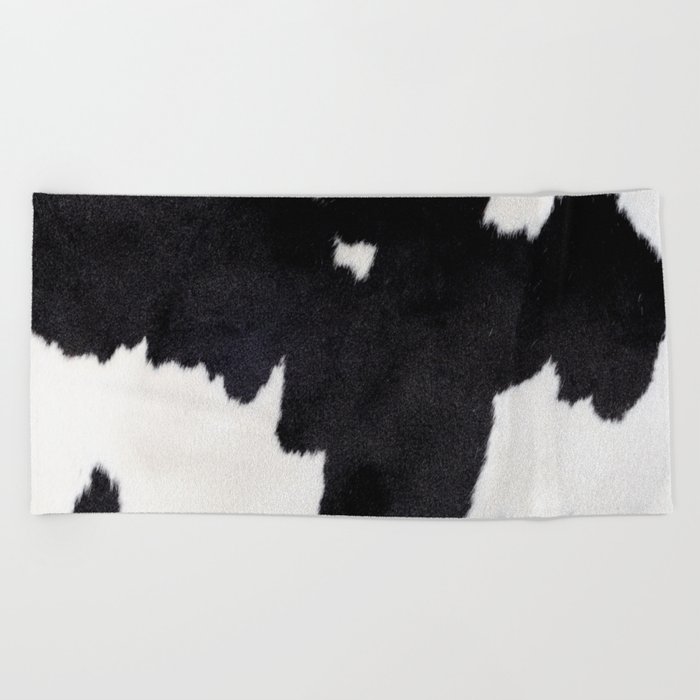 Black and white spotty cow faux fur Beach Towel