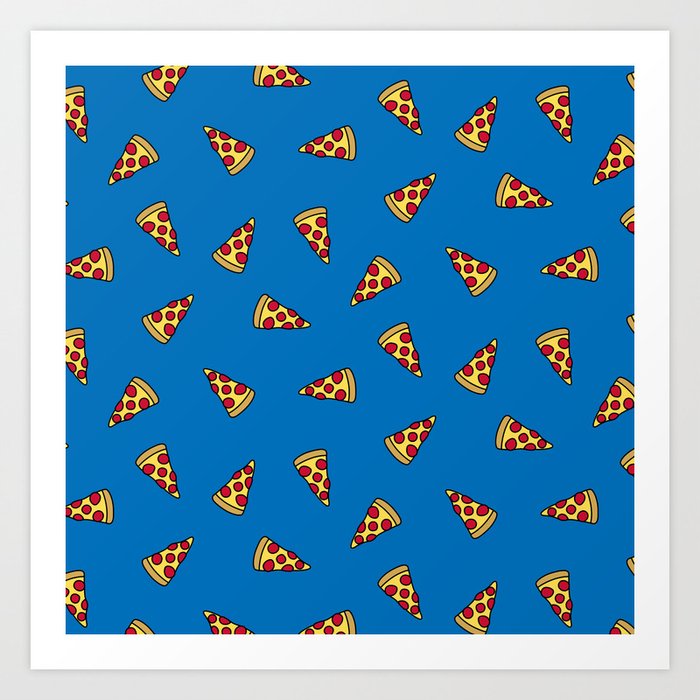 Pizza Slice Pattern (royal blue) Art Print