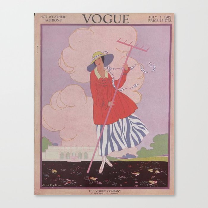 Vintage Fashion Magazine Cover July 1915 Pink Canvas Print