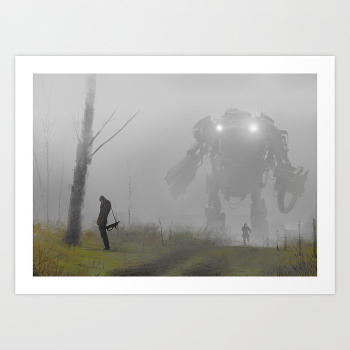 mech in the mist Art Print