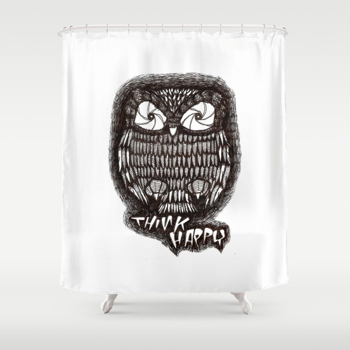 'Think Happy Owl' Shower Curtain