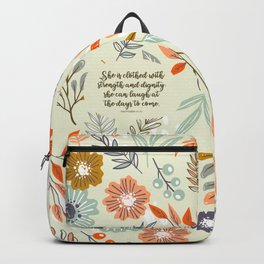 She is clothed in strength - Proverbs 31:75 Backpack | Proverbs3175, Graphicdesign, Scripture, Christianhome, Christian, Christianity, Christianwallart, Biblegifts, Christianwoman, Scriptureprint 