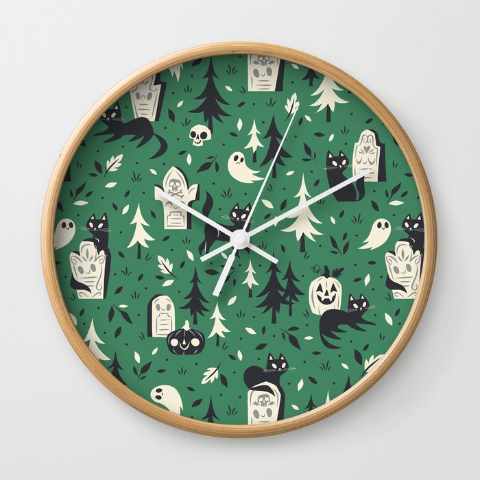 Cemetery Cuties (Green) Wall Clock