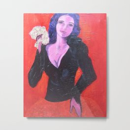 the Lady with the Fan Metal Print