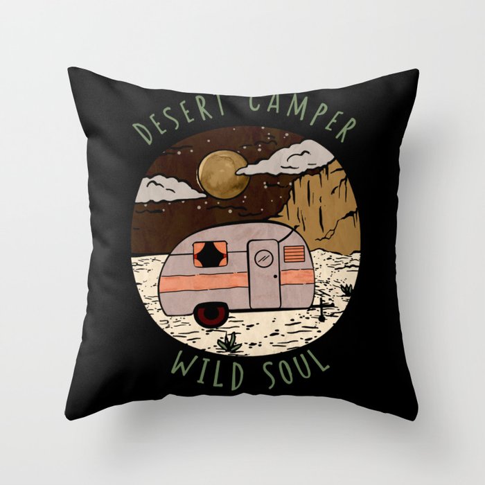 Desert camper wild soul Graphic Design Throw Pillow