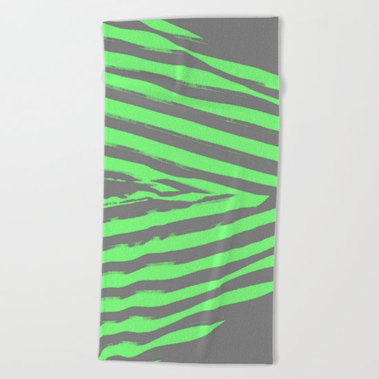 Green & Gray Stripes Beach Towel