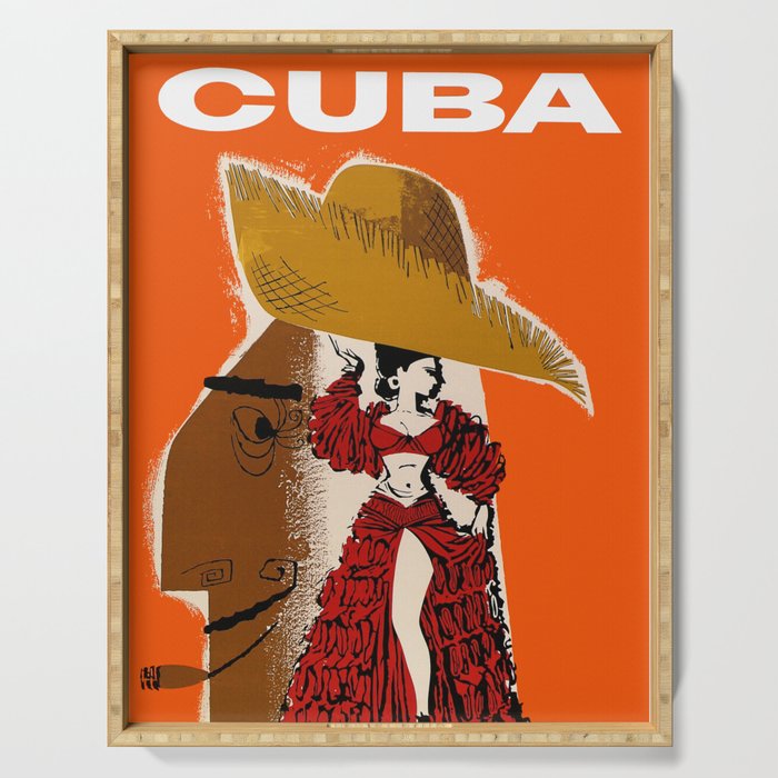 Vintage Travel Ad Cuba Serving Tray