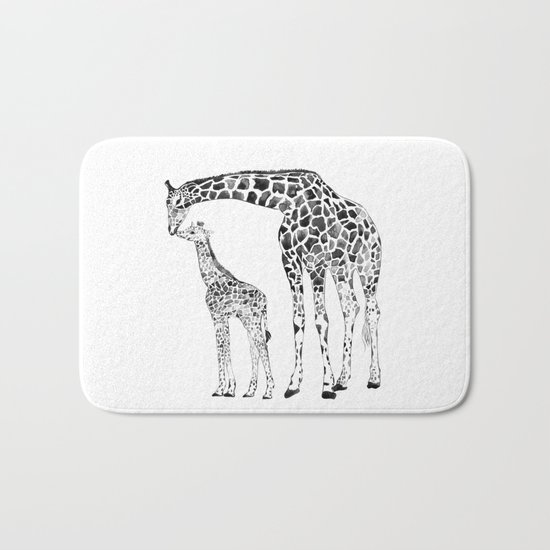 Giraffes, black and white Bath Mat