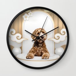 Goldendoodle Golden Background Photo Collage Wall Clock