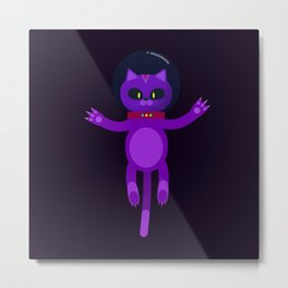 Funny alien cat flying in the space with astronaut helmet Metal Print | Funnycat, Graphicdesign, Colorful, Astronautcat, Funny, Cartoon, Adorable, Flyingcat, Cool, Purple 