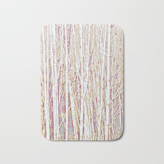 Pastel Paint Birches Bath Mat