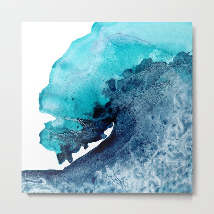 Tidal Wave - Abstract Ocean Watercolor Painting Coastal Art Metal Print