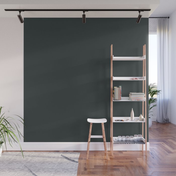 Dark Springs deep dark green solid color modern abstract pattern  Wall Mural